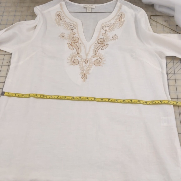 Saint Tropez West XLarge Beaded Long Sleeve Linen Cotton Shirt - Picture 11 of 11